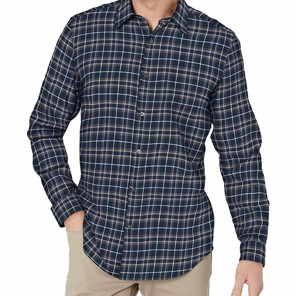 Theory Button Shirt Flannel Plaid Blue White Sz S